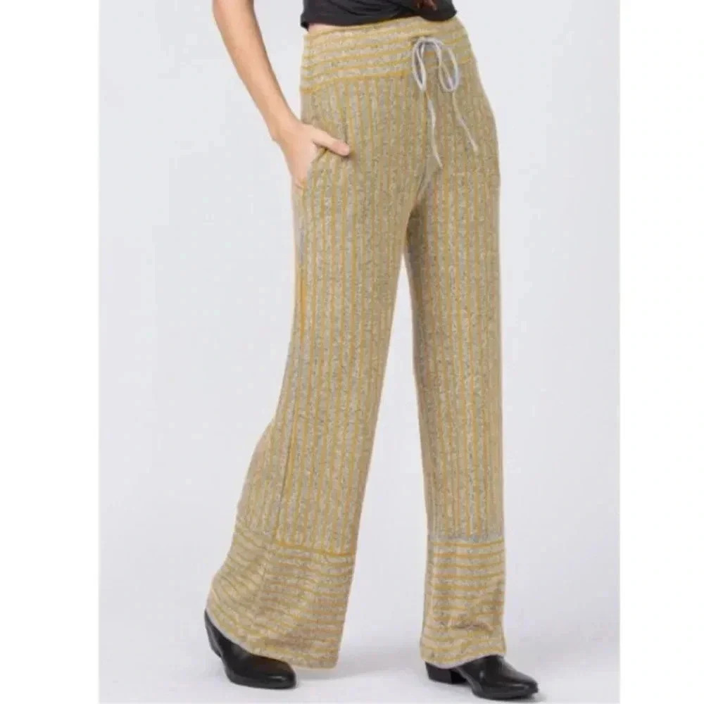 🆕Egs California Yellow Stripe Wide-Leg Pants L🆕